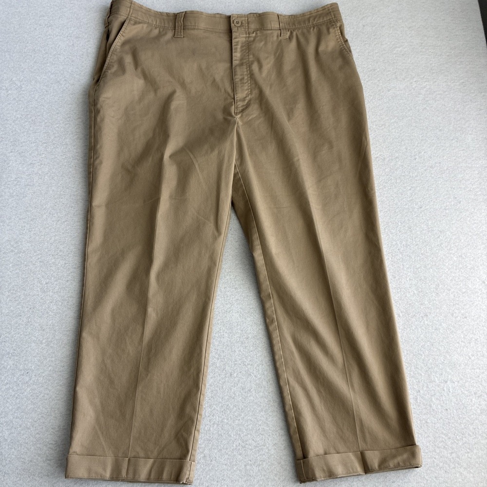 Oak Hill Mens Straight Fit Tech Pants 44x28 Khaki Stretch Classic Comfort Office